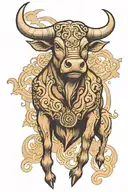 Bull tatto  with cross  tattoo design idea