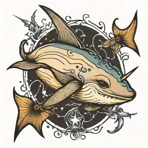 Narwhal and Stingray tattoo design idea