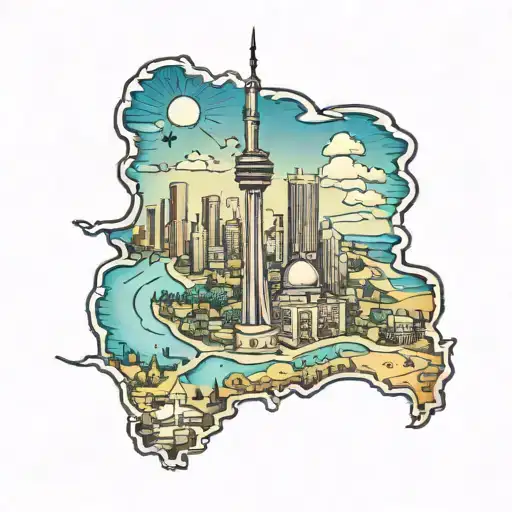punjab state map with CN tower in it   tattoo design idea