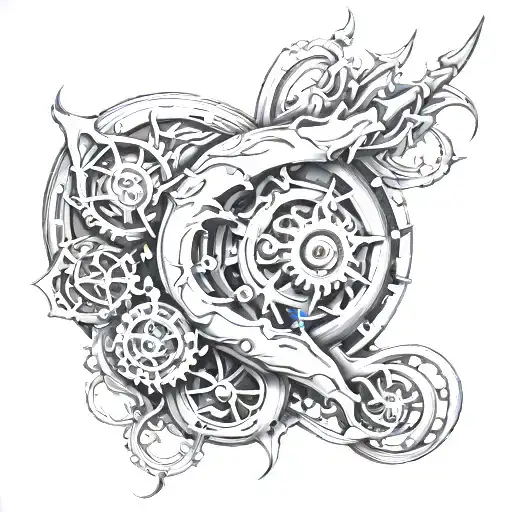 bio mechanical tattoo design idea