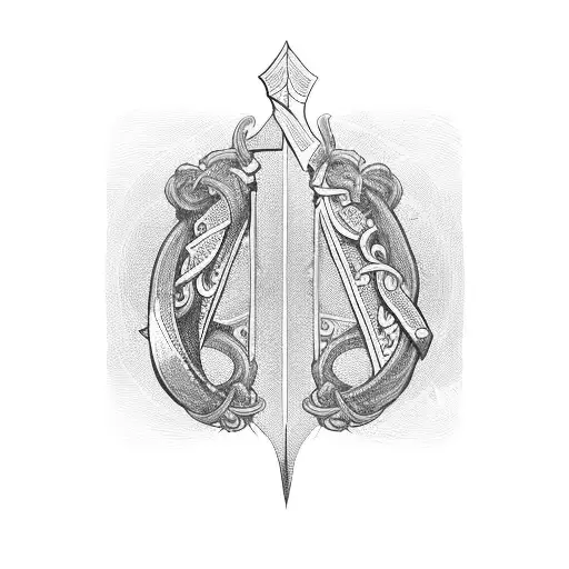 Mathematical formulas intertwined with a cursed dagger tattoo design idea