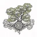 Oak Tree and Button tattoo design idea