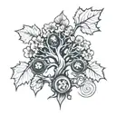Oak Tree and Button tattoo design idea