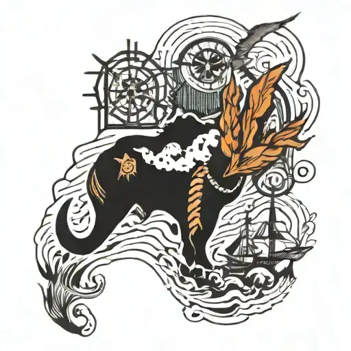sleeve with nautical and wilderness themes  tattoo design idea