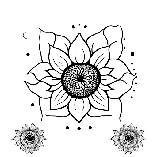 sunflower and leo symbol tattoo design idea