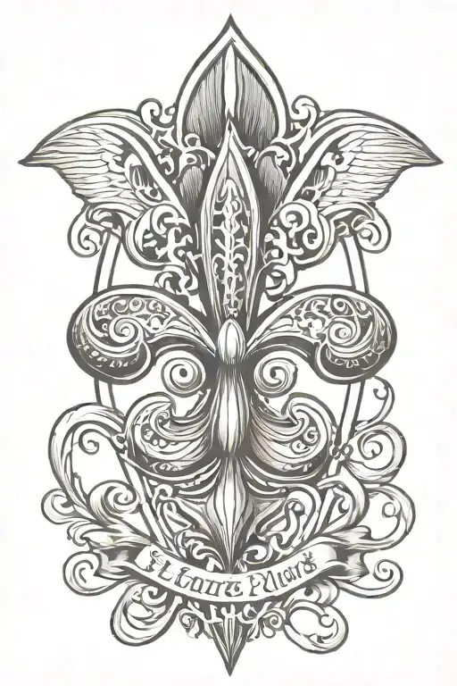 fleur de lis with spirit of st Louis plane tattoo design idea