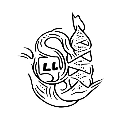 Coconut tree with letter L tattoo design idea