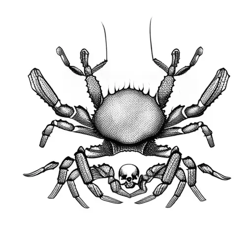 A spider crab and skull intertwined in a dance of life and death tattoo design idea