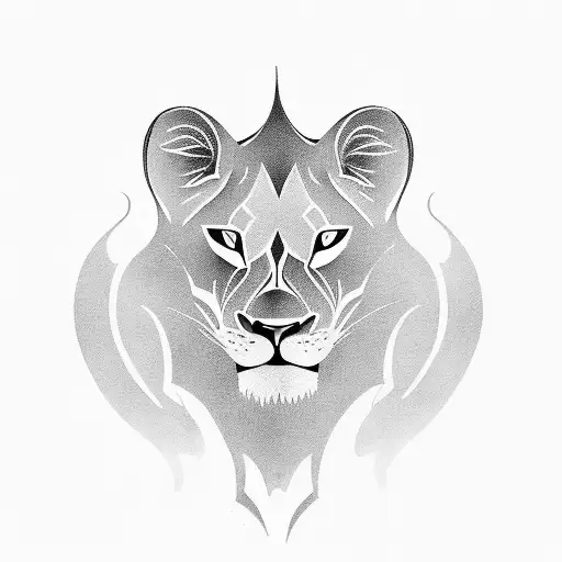 A tattoo of a lioness symbolizing courage, with the word 'CORAGEM' elegantly incorporated tattoo design idea