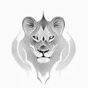 A tattoo of a lioness symbolizing courage, with the word 'CORAGEM' elegantly incorporated tattoo design idea