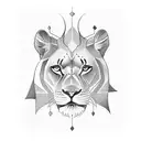 A tattoo of a lioness symbolizing courage, with the word 'CORAGEM' elegantly incorporated tattoo design idea