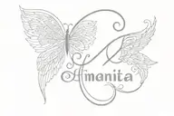 infinity symbol with my name Lenisa, with the date 23031975, with the wings of an angel and with a mandala tattoo design idea