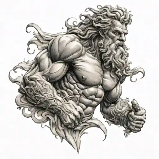 posedion fighting Zeus  tattoo design idea