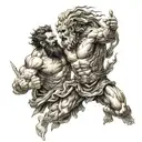 posedion fighting Zeus  tattoo design idea