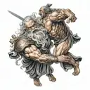posedion fighting Zeus  tattoo design idea