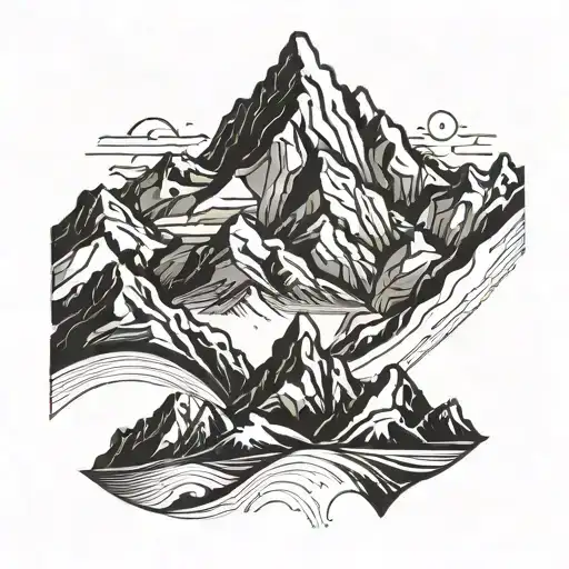mountain range silhouette tattoo design idea