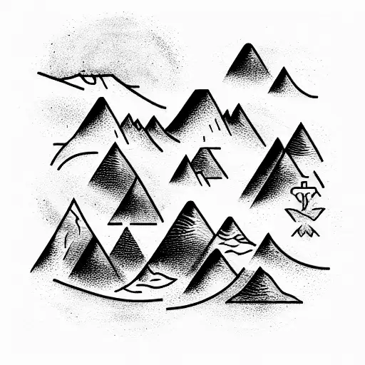 Mountains and oceans tattoo design idea