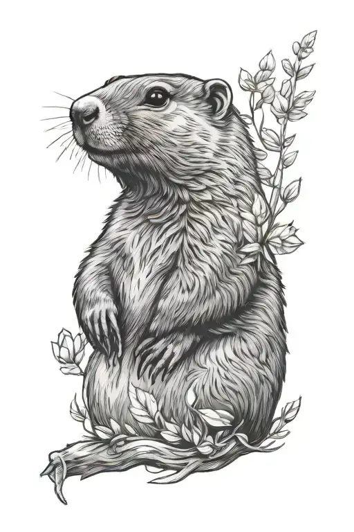 Muscluar groundhog tattoo design idea