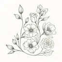 february, june, september, october, july, and november birth flowers tattoo design idea