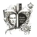 A tattoo design featuring quotes from favorite books and poems intertwined with cinematic elements, reflecting the client's love for literature and movies tattoo design idea