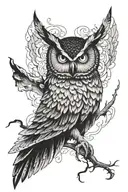 owl open wings demon tattoo design idea