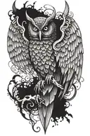 demon winged owl tattoo design idea
