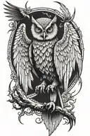 demon winged owl tattoo design idea