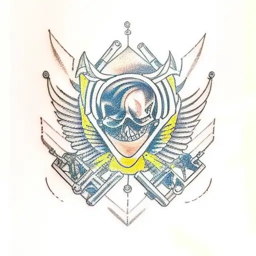 Design a traditional tattoo showcasing a mechanic surrounded by iconic video game characters and car engines tattoo design idea