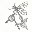 Coraline key with dragonfly wings  tattoo design idea