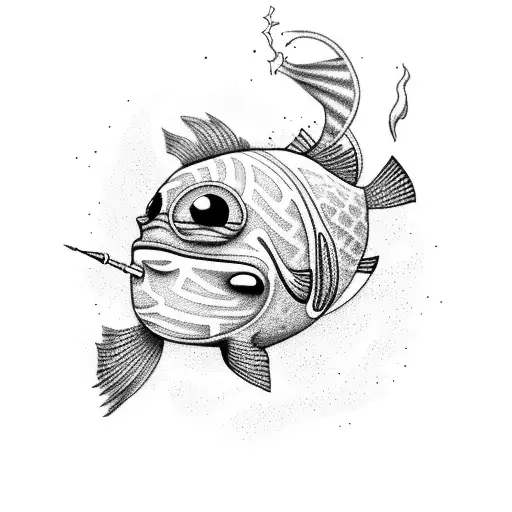 cuddle fish smoking hookah  tattoo design idea