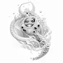 cuddle fish smoking hookah  tattoo design idea