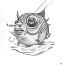 cuddle fish smoking hookah  tattoo design idea