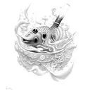 cuddle fish smoking hookah  tattoo design idea