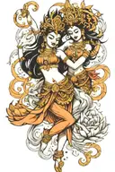 merge 3 dancing apsaras tattoo design idea