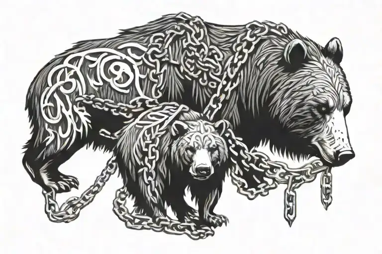 Bear and Boar with chains tattoo design idea