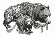 Bear and Boar with chains tattoo design idea