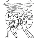 silhouette with a father and two sons hiking at sunset tattoo design idea