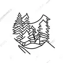 silhouette with a father and two sons hiking at sunset tattoo design idea