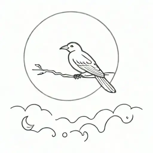 bird flying in the middle of the night and a moon tattoo design idea