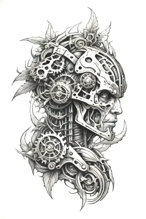 bio mechanical on shoulder tattoo design idea