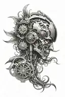 bio mechanical on shoulder tattoo design idea