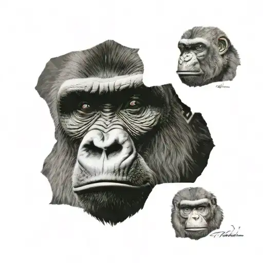 gorilla face tattoo design idea