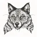 wolf face butterfly made tattoo design idea