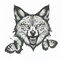 wolf face butterfly made tattoo design idea