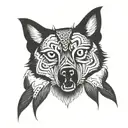 wolf face butterfly made tattoo design idea