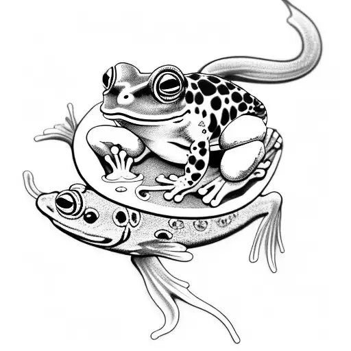 japanese frog riding a koi tattoo design idea