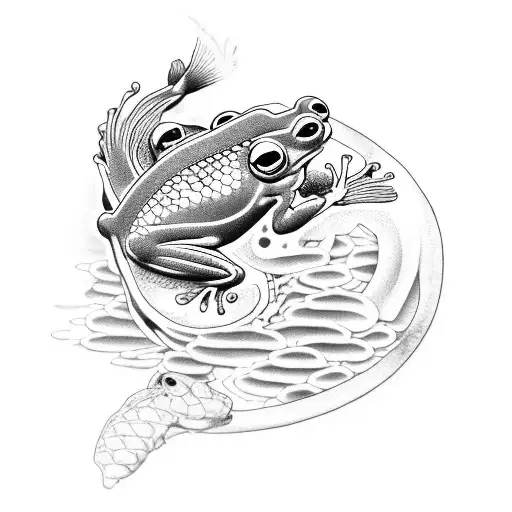 japanese frog riding a koi tattoo design idea