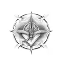 A Coromant U logo transformed into a mystical symbol, incorporating elements of poison and love tattoo design idea