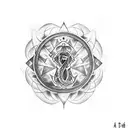 A Coromant U logo transformed into a mystical symbol, incorporating elements of poison and love tattoo design idea