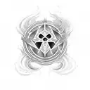 A Coromant U logo transformed into a mystical symbol, incorporating elements of poison and love tattoo design idea